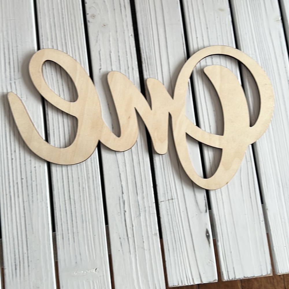 “One” Wooden Sign - Picture 2 of 2